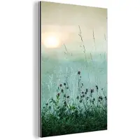 MuchoWow Aluminium schilderij 40x60 cm - Wanddecoratie metaal - Natuur - Vintage - Bloemen - Zon - Metalen muurdecoratie woonkamer - Decoratie industrieel - Foto op dibond - Industriële accessoires slaapkamer