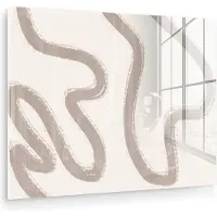 MuchoWow Glasschilderij 120x90 cm - Schilderij acrylglas - Abstract - Moderne kunst - Beige - Foto op glas - Muurdecoratie woonkamer - Wanddecoratie slaapkamer - Schilderijen