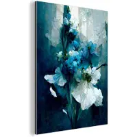 MuchoWow Aluminium schilderij 90x120 cm - Wanddecoratie metaal - Bloemen - Boeket - Verf - Blauw - Metalen muurdecoratie woonkamer - Decoratie industrieel - Foto op dibond - Industriële accessoires slaapkamer