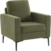 Sweeek Fauteuil met metalen poten en corduroy Donker kaki