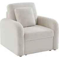 Sweeek Fauteuil in witte boucléstof, afgeronde lijnen Crème