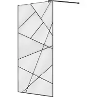 Vente-unique Italiaanse douchewand met grafisch effect - Mat zwart - 120 x 200 cm - TRISEO