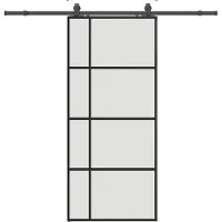 vidaXL Schuifdeur met beslag, zwart, 90x205 cm, veiligheidsglas