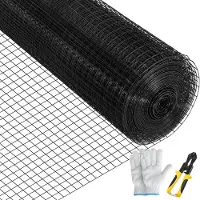 Vevor 61 x 3048 cm gegalvaniseerd vinylgecoat stalen kettingschakelhek van 16 gauge met kniptang en een paar stoffen handschoenen