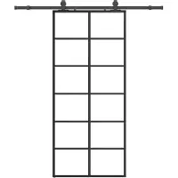 vidaXL Schuifdeur met beslag, zwart, 90x205 cm, veiligheidsglas