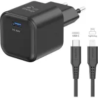 Swissten 35W UBS-C Travel Charger With Lightning To USB-C Cable - 1.2m - 22070250 - Black