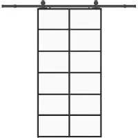 vidaXL Schuifdeur met beslagset 102x205 cm ESG glas zwart