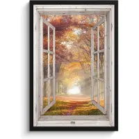 PosterMonkey Poster in lijst - Fotolijst 40x60 cm - Posters - Herfst - Bos - Bomen - Natuur - Doorkijk - Posterlijst zwart - Decoratie - Wanddecoratie woonkamer - Muurdecoratie slaapkamer