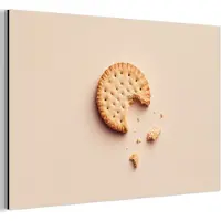 MuchoWow Aluminium schilderij 90x60 cm - Wanddecoratie metaal - Koekje - Kruimels - beige - Metalen muurdecoratie woonkamer - Decoratie industrieel - Foto op dibond - Industriële accessoires slaapkamer