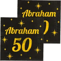 Paper Dreams Paperdreams Verjaardag of Abraham feest servetten - leeftijd 50 jaar - 32x stuks - zwart/goud - 33 x 33 cm