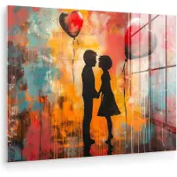 MuchoWow Glasschilderij 160x120 cm - Schilderij acrylglas - Street art - Liefde - Graffiti - Kunst - Aesthetic - Foto op glas - Muurdecoratie woonkamer - Wanddecoratie slaapkamer - Schilderijen