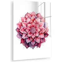 MuchoWow Glasschilderij 120x160 cm - Schilderij acrylglas - Mandala - Roze - Bloemen - Wit - Foto op glas - Muurdecoratie woonkamer - Wanddecoratie slaapkamer - Schilderijen