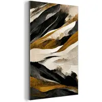 MuchoWow Aluminium schilderij 60x90 cm - Wanddecoratie metaal - Verf - Landschap - Bruin - Zwart - Metalen muurdecoratie woonkamer - Decoratie industrieel - Foto op dibond - Industriële accessoires slaapkamer