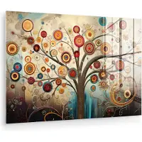 MuchoWow Glasschilderij 30x20 cm - Schilderij acrylglas - Boom - Abstract - Kleur - Levensboom - Bohemian - Foto op glas - Muurdecoratie woonkamer - Wanddecoratie slaapkamer - Schilderijen