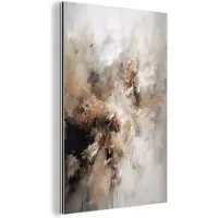 MuchoWow Aluminium schilderij 120x180 cm - Wanddecoratie metaal - Verf - Abstract - Beige - Kunst - Metalen muurdecoratie woonkamer - Decoratie industrieel - Foto op dibond - Industriële accessoires slaapkamer