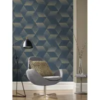 Rasch BLAUW GOUD RETRO BEHANG 311013