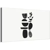 MuchoWow Aluminium schilderij 160x80 cm - Wanddecoratie metaal - Japandi - Zwart - Abstract - Metalen muurdecoratie woonkamer - Decoratie industrieel - Foto op dibond - Industriële accessoires slaapkamer