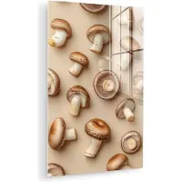 MuchoWow Glasschilderij 120x180 cm - Schilderij acrylglas - Kastanje Champignons - Beige - Foto op glas - Muurdecoratie woonkamer - Wanddecoratie slaapkamer - Schilderijen