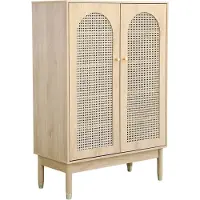 Sweeek Schoenenkast / wandkast met 2 deuren en rotan 78cm Naturel
