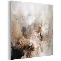 MuchoWow Aluminium schilderij 20x20 cm - Wanddecoratie metaal - Verf - Abstract - Beige - Kunst - Metalen muurdecoratie woonkamer - Decoratie industrieel - Foto op dibond - Industriële accessoires slaapkamer