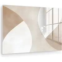 MuchoWow Glasschilderij 180x120 cm - Schilderij acrylglas - Bruin - Japandi - Abstract - Foto op glas - Muurdecoratie woonkamer - Wanddecoratie slaapkamer - Schilderijen