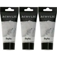 Rayher Hobby Materialen Rayher hobby Acrylverf op waterbasis - 3x - zilver - 75 ml - Schilderen/knutselen - Voor kinderen en volwassenen