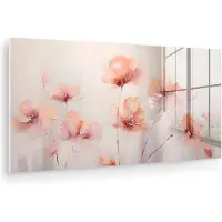 MuchoWow Glasschilderij 40x20 cm - Schilderij acrylglas - Klaproos - Bloemen - Kunst - Abstract - Watercolor - Foto op glas - Muurdecoratie woonkamer - Wanddecoratie slaapkamer - Schilderijen