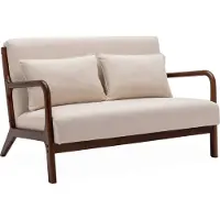Sweeek - Scandinavische 2-zitsbank walnootkleurig hout en stof - lorens