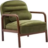 Sweeek Fauteuil met walnootkleurig hout en fluweel Kaki