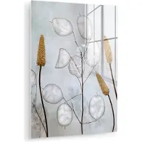 MuchoWow Glasschilderij 90x120 cm - Schilderij acrylglas - Stilleven - Droogbloemen - Natuur - Foto op glas - Muurdecoratie woonkamer - Wanddecoratie slaapkamer - Schilderijen