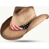 Scippis El Paso Westernhoed – Vormbare Strohoed met Stars & Stripes Band - maat L/XL