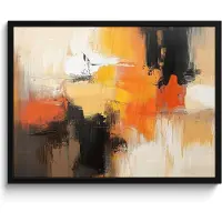 PosterMonkey Poster in lijst - Fotolijst 80x60 cm - Posters - Abstract - Modern - Verflook - Herfst kleuren - Oranje - Posterlijst zwart - Decoratie - Wanddecoratie woonkamer - Muurdecoratie slaapkamer
