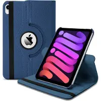 Ntech Tablet Hoes geschikt voor iPad Mini 7 (A17 Pro 2024) hoes 360° draaibare Bookcase - Donker Blauw