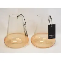 Countryfield - 2 stuks - XS Vaas - glas - 2 kleurig - helder - licht bruin - H15 x Ø 12 cm - opening Ø 6,5 cm
