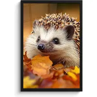 PosterMonkey Poster in lijst - Fotolijst 40x60 cm - Posters - Egel - Bos - Herfstbladeren - Herfst - Bosdieren - Natuur - Posterlijst zwart - Decoratie - Wanddecoratie woonkamer - Muurdecoratie slaapkamer
