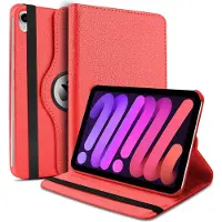 Ntech Tablet Hoes geschikt voor iPad Mini 7 (A17 Pro 2024) hoes 360° draaibare Bookcase - Rood