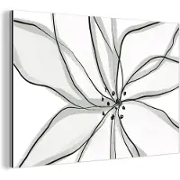 MuchoWow Aluminium schilderij 120x80 cm - Wanddecoratie metaal - Bloem - Kunst - Wit - Zwart - Metalen muurdecoratie woonkamer - Decoratie industrieel - Foto op dibond - Industriële accessoires slaapkamer