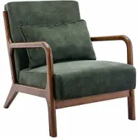 Sweeek Scandinavische fauteuil walnootkleurig hout en fluweel Donker kaki