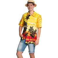 Partychimp Hawaii Blouse Mannen Paradise Carnavalskleding Heren Foute Party Verkleedkleren Volwassenen Hawaii Shirt Heren Tropische Outfit Toppers 2026 Summer is Magic - Polyester - Geel - Maat L/XL