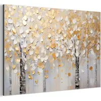 MuchoWow Aluminium schilderij 30x20 cm - Wanddecoratie metaal - Bomen - Aquarel - Kunst - Natuur - Metalen muurdecoratie woonkamer - Decoratie industrieel - Foto op dibond - Industriële accessoires slaapkamer