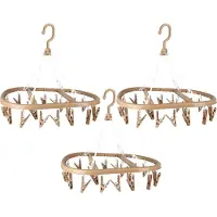 Urban Living Wasgoed droogcarrousel/droogmolen - 3x - 20 clips/knijpers - beige - kunststof - 30 x 42 cm