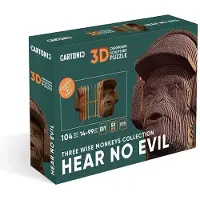 Cartonic - THREE WISE MONKEYS: HEAR NO EVIL - 3d puzzel- DIY- puzzel- ecologisch- cadeau-kado- kinderen en volwassenen- 3D