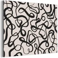 MuchoWow Aluminium schilderij 160x120 cm - Wanddecoratie metaal - Lijnen - Kunst - Zwart - Beige - Metalen muurdecoratie woonkamer - Decoratie industrieel - Foto op dibond - Industriële accessoires slaapkamer