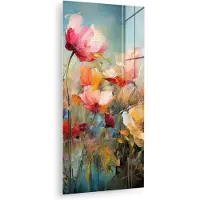 MuchoWow Glasschilderij 20x40 cm - Schilderij acrylglas - Bloemen - Watercolor - Kunst - Botanisch - Natuur - Foto op glas - Muurdecoratie woonkamer - Wanddecoratie slaapkamer - Schilderijen