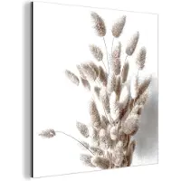 MuchoWow Aluminium schilderij 90x90 cm - Wanddecoratie metaal - Planten - Pluimen - Wit - Metalen muurdecoratie woonkamer - Decoratie industrieel - Foto op dibond - Industriële accessoires slaapkamer