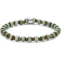 Frank 1967 - 7FB-0778 - keramiek kralenarmband heren - groen - 6 mm - 19 cm