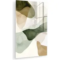 MuchoWow Glasschilderij 120x180 cm - Schilderij acrylglas - Japandi - Abstract - Groen - Foto op glas - Muurdecoratie woonkamer - Wanddecoratie slaapkamer - Schilderijen