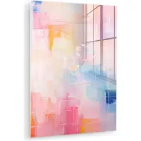 MuchoWow Glasschilderij 120x160 cm - Schilderij acrylglas - Aquarel - Pastel - Abstract - Kunst - Foto op glas - Muurdecoratie woonkamer - Wanddecoratie slaapkamer - Schilderijen
