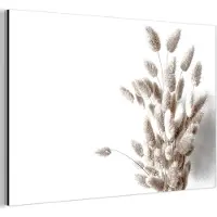 MuchoWow Aluminium schilderij 180x120 cm - Wanddecoratie metaal - Planten - Pluimen - Wit - Metalen muurdecoratie woonkamer - Decoratie industrieel - Foto op dibond - Industriële accessoires slaapkamer