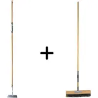 Synx Tools Rechte Schoffel 20cm en X Bezem 40cm La Crema Binnenbezem -Schoffel Steel met Hilt